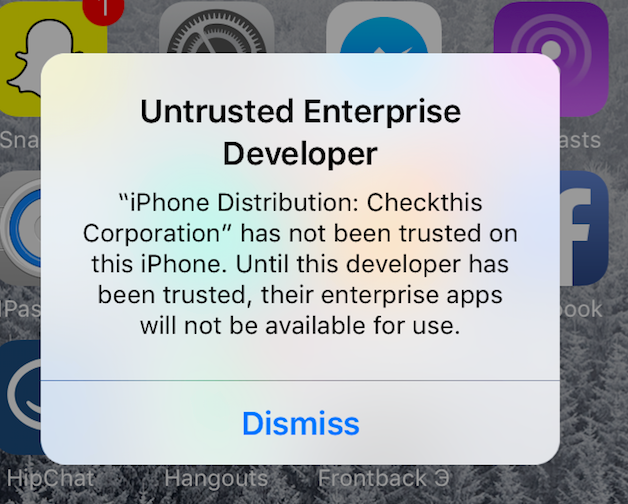 iOS Untrusted Enterprise Developer with no option to trust
