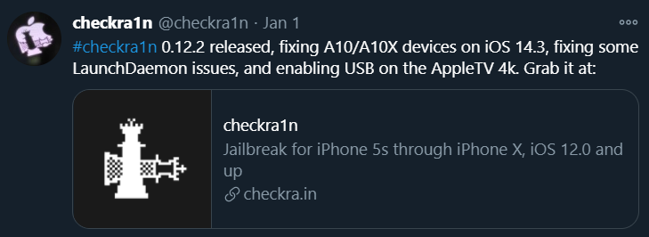 Checkra1n Jailbreak 0.12.2 released with update iOS 14 to iOS 14.3 supports