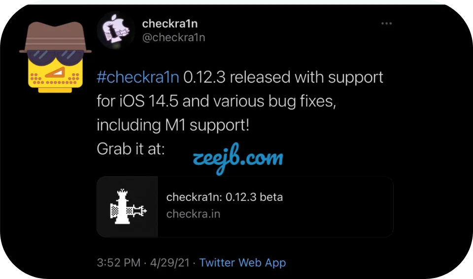 The checkra1n Jailbreak new version now supports for iOS 14.5 and M1 mac.
Checkra1n Team confirmed that via Twirtter