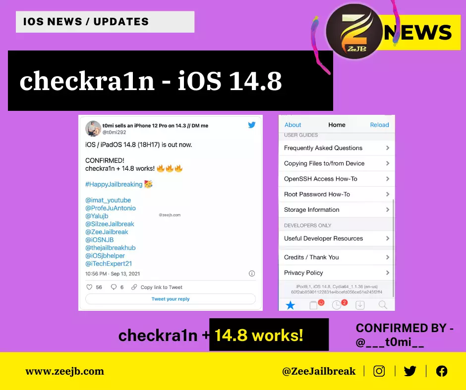 iOS 14.8 Jailbreak - Checkra1n, unc0ver, taurine- new kernal exploit