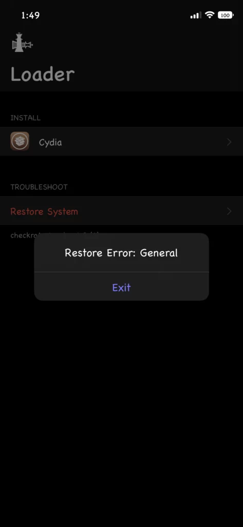 Restore Error: General - Try to Rejailbreak with safe mode by clicking Options then check Safe Mode