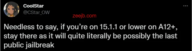 Needless to say, if you’re on 15.1.1 or lower on A12+, stay there as it will quite literally be possibly the last public jailbreak
Taurine15 will support A8-11 on all iOS 15 versions, however, A12+ will support 15-15.1.1 and be Coolstar's "last jailbreak"