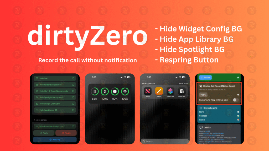 dirtyZero iOS customization without Jailbreak iOS 18