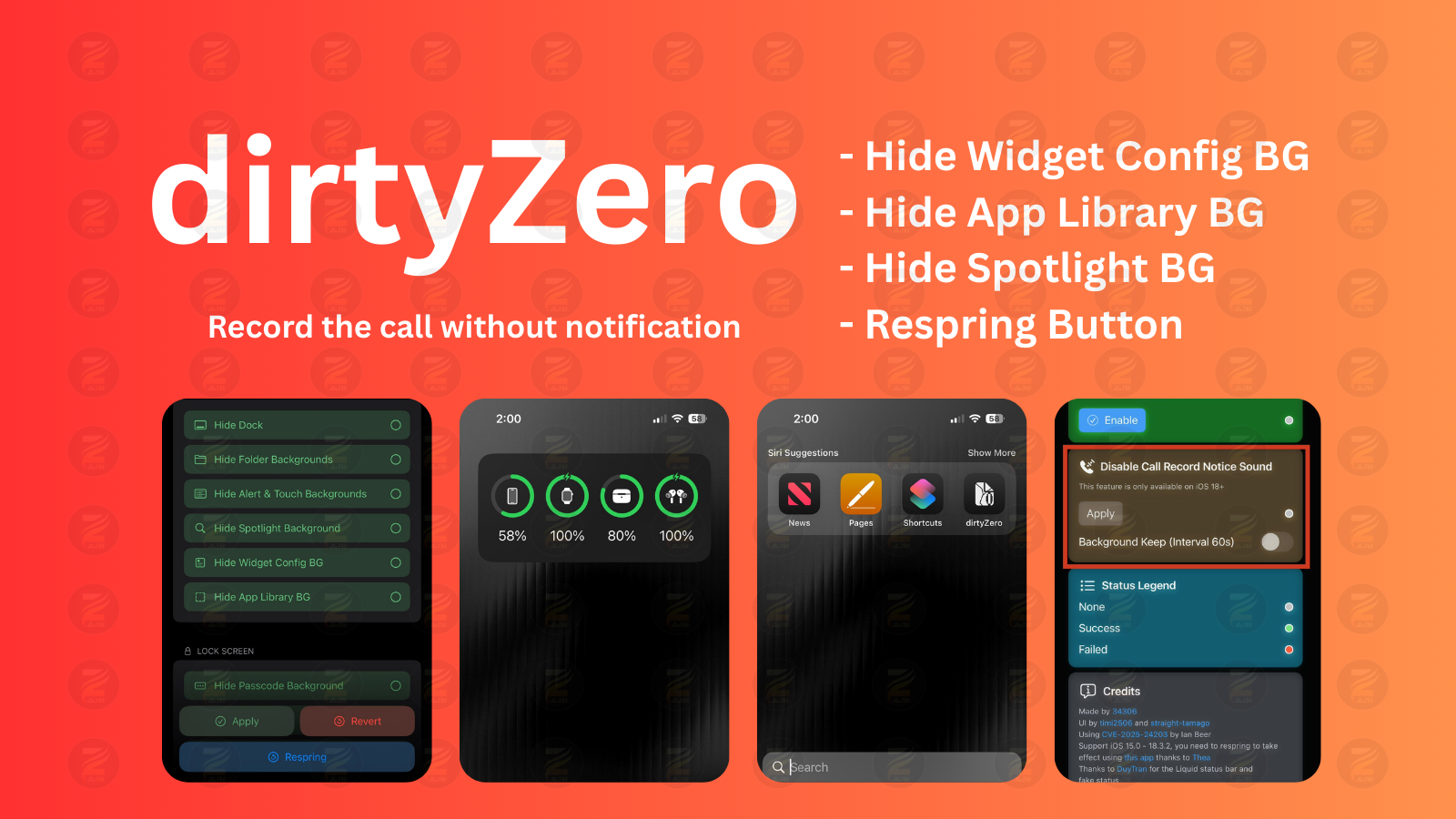 dirtyZero iOS customization without Jailbreak iOS 18