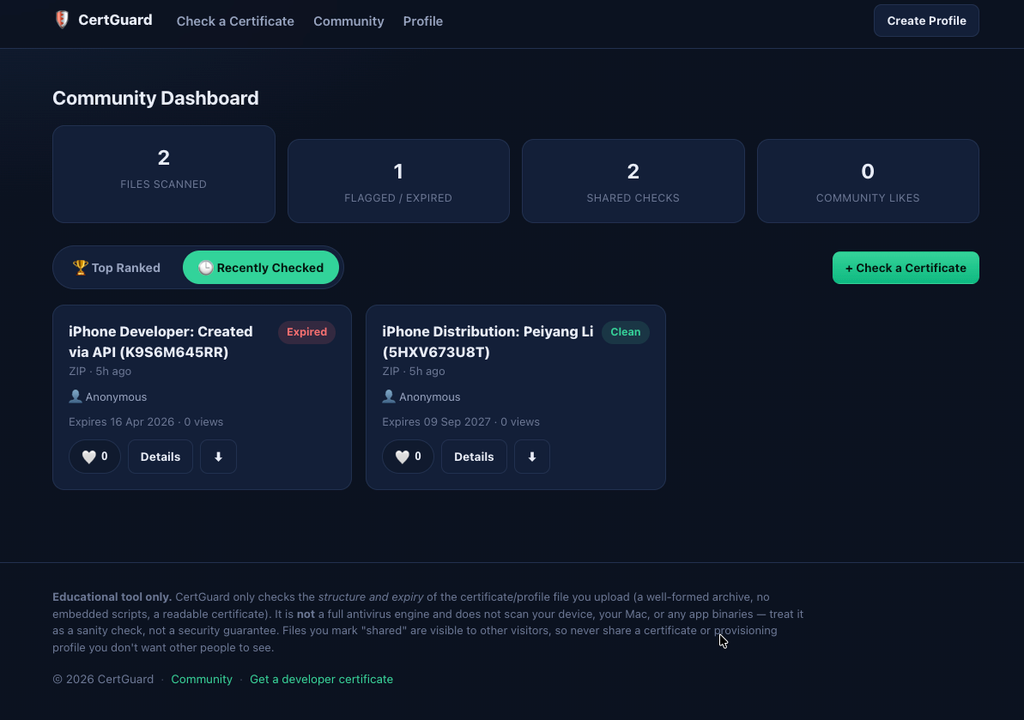 https://zeejb.com/checker/devcertchecker iOS Developer Certificates free download Store