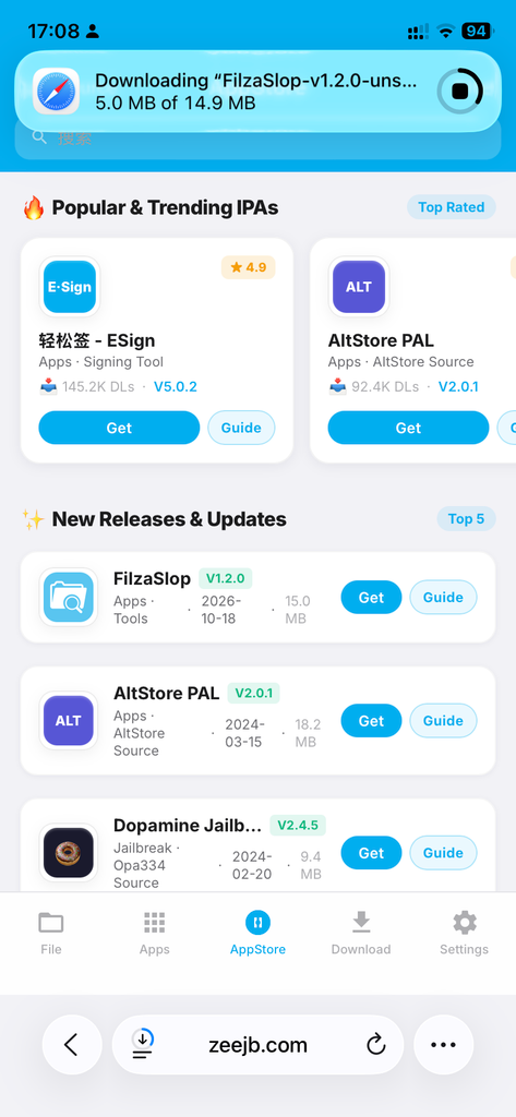 Download FilzaSlop Via EsigniOS iPA Library