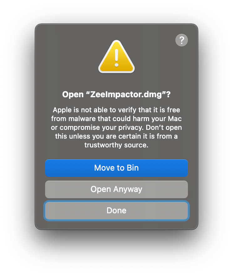 Click Open Anyway confirmation prompt